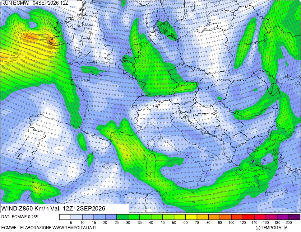 mappa 850 hPa Vento