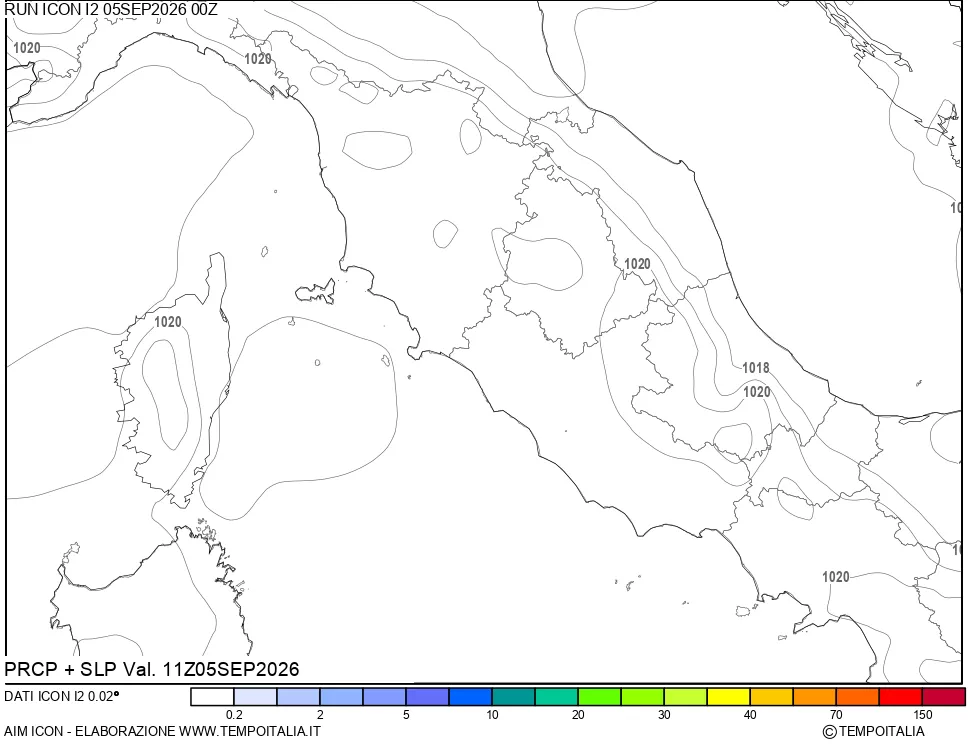 mappa Precipitazioni e pressione SLM