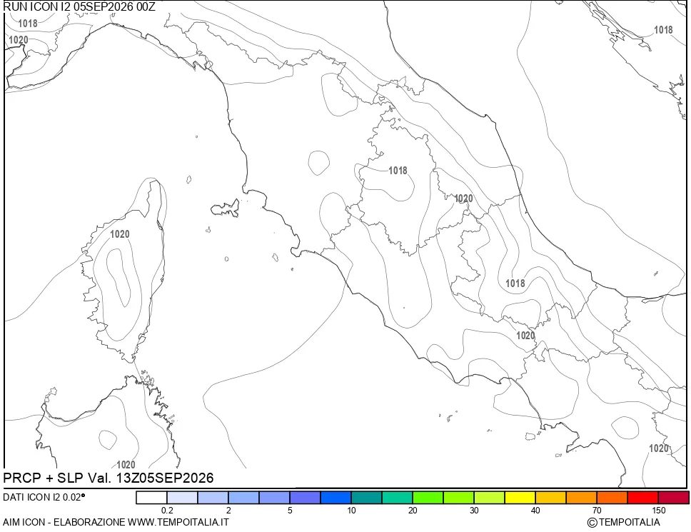 mappa Precipitazioni e pressione SLM