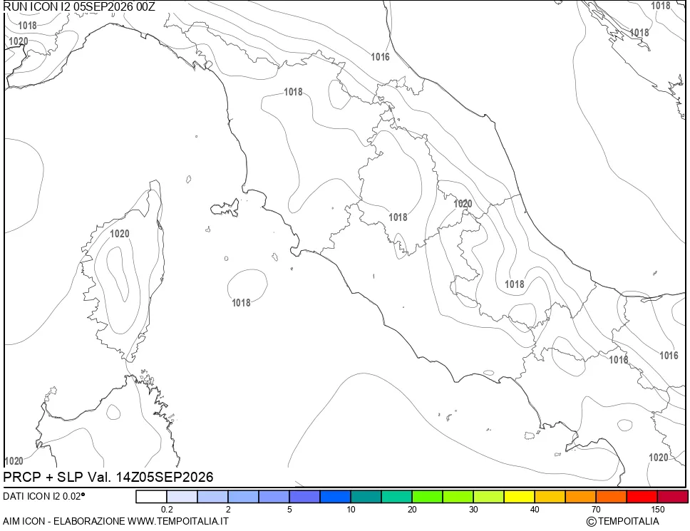 mappa Precipitazioni e pressione SLM