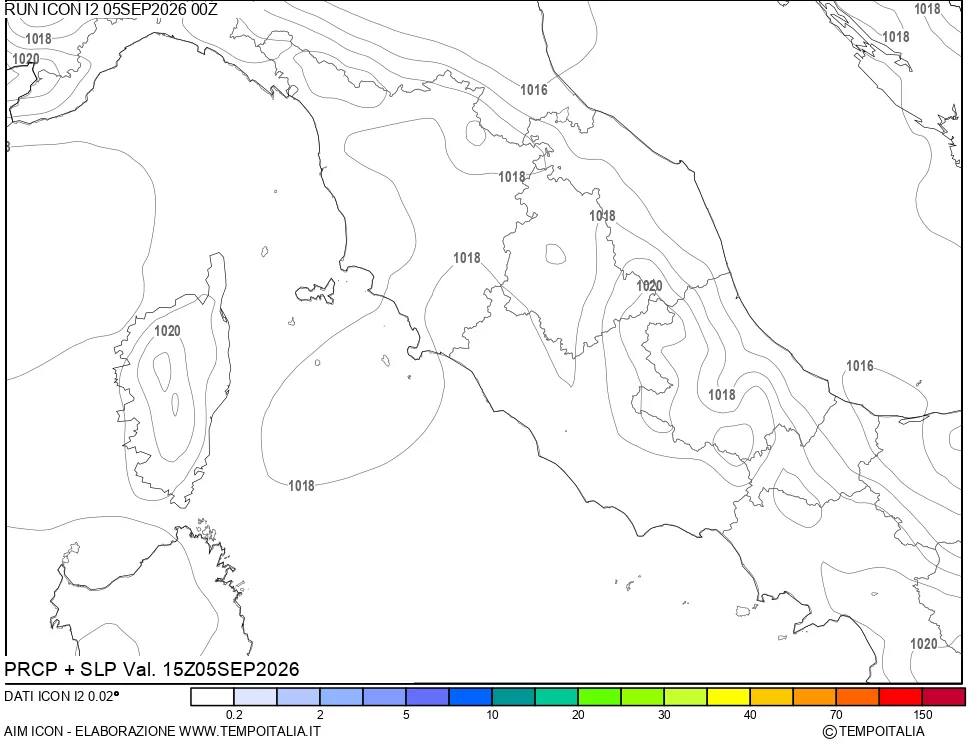 mappa Precipitazioni e pressione SLM