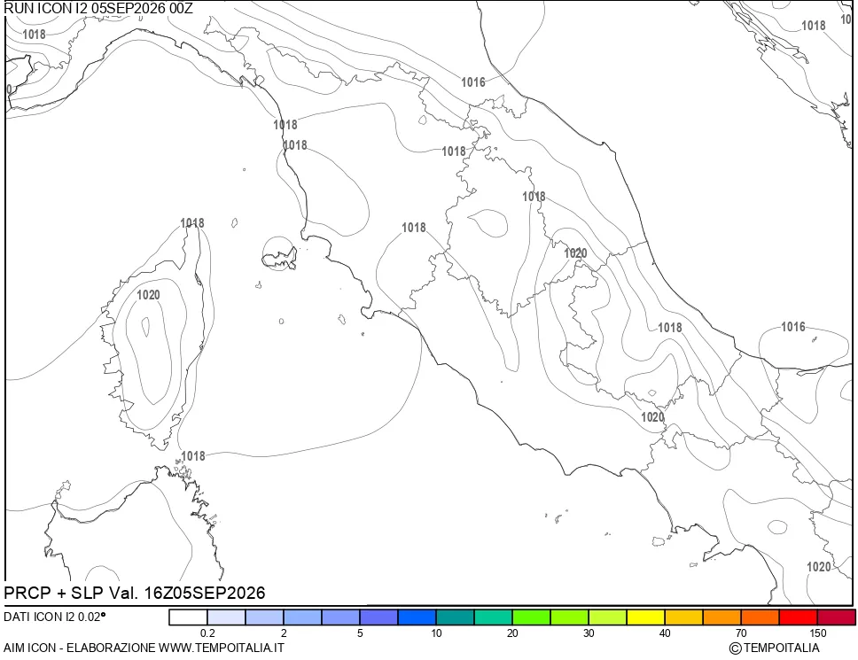 mappa Precipitazioni e pressione SLM