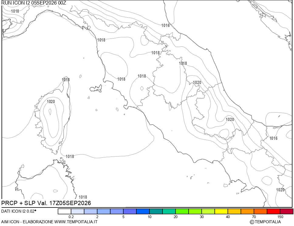 mappa Precipitazioni e pressione SLM