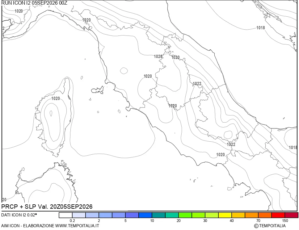 mappa Precipitazioni e pressione SLM