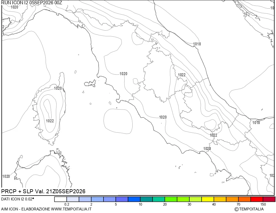 mappa Precipitazioni e pressione SLM