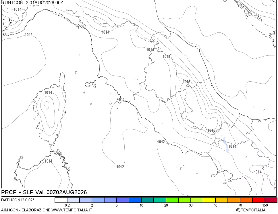 mappa Precipitazioni e pressione SLM