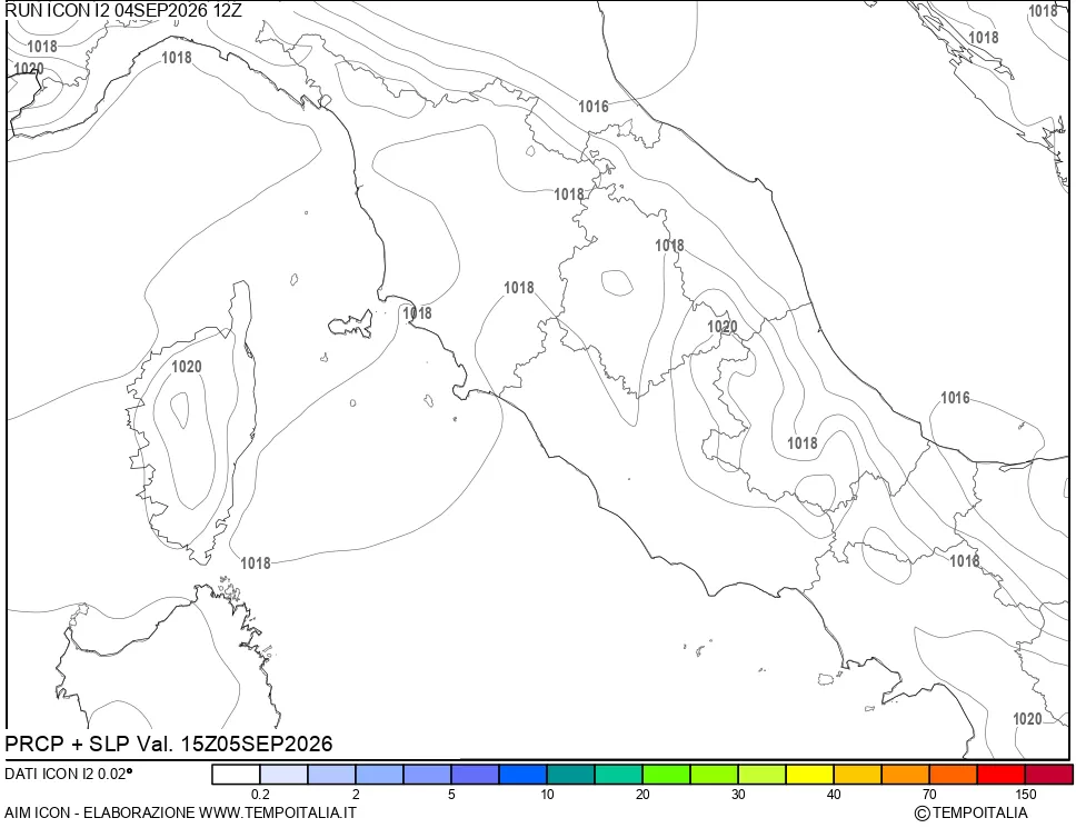 mappa Precipitazioni e pressione SLM