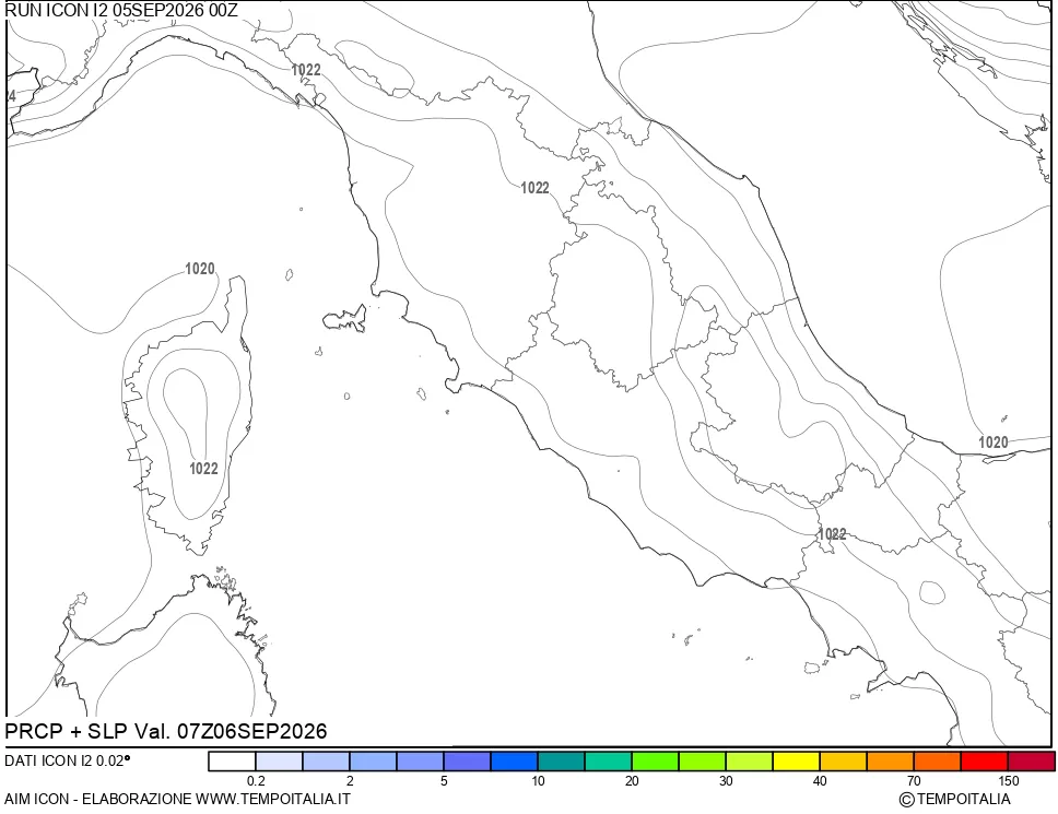 mappa Precipitazioni e pressione SLM