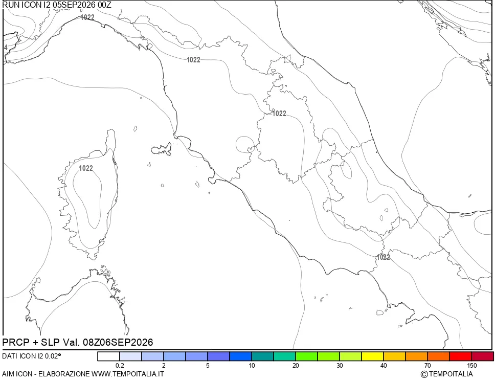 mappa Precipitazioni e pressione SLM