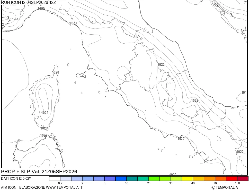 mappa Precipitazioni e pressione SLM