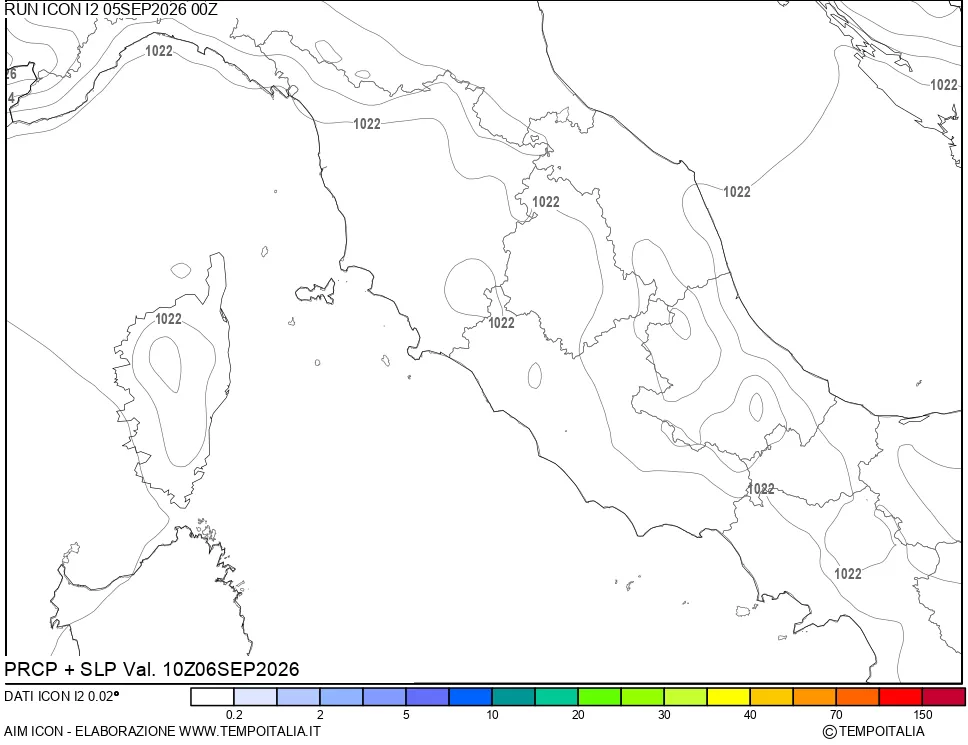 mappa Precipitazioni e pressione SLM
