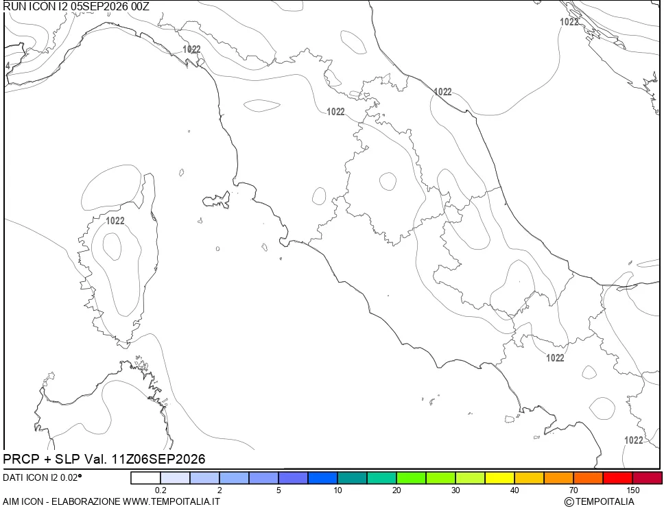 mappa Precipitazioni e pressione SLM
