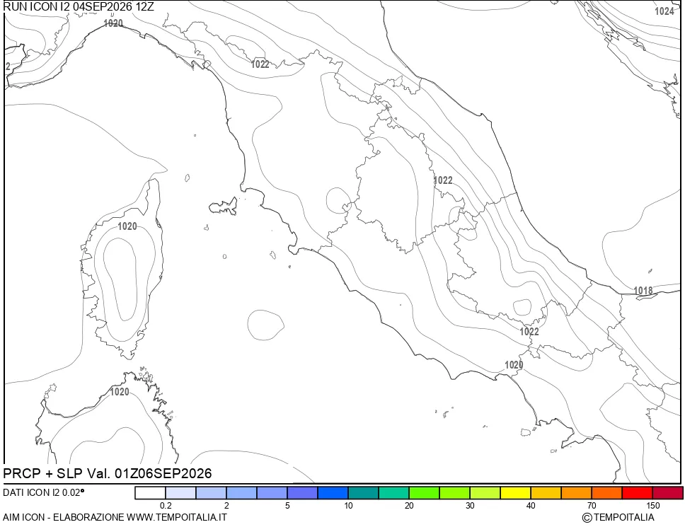 mappa Precipitazioni e pressione SLM
