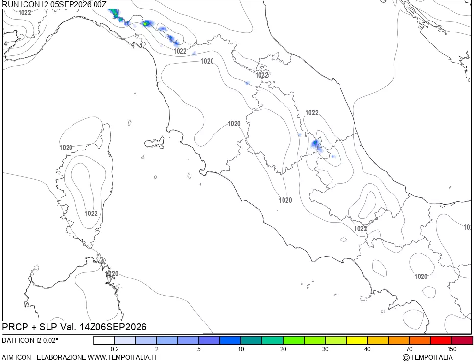 mappa Precipitazioni e pressione SLM