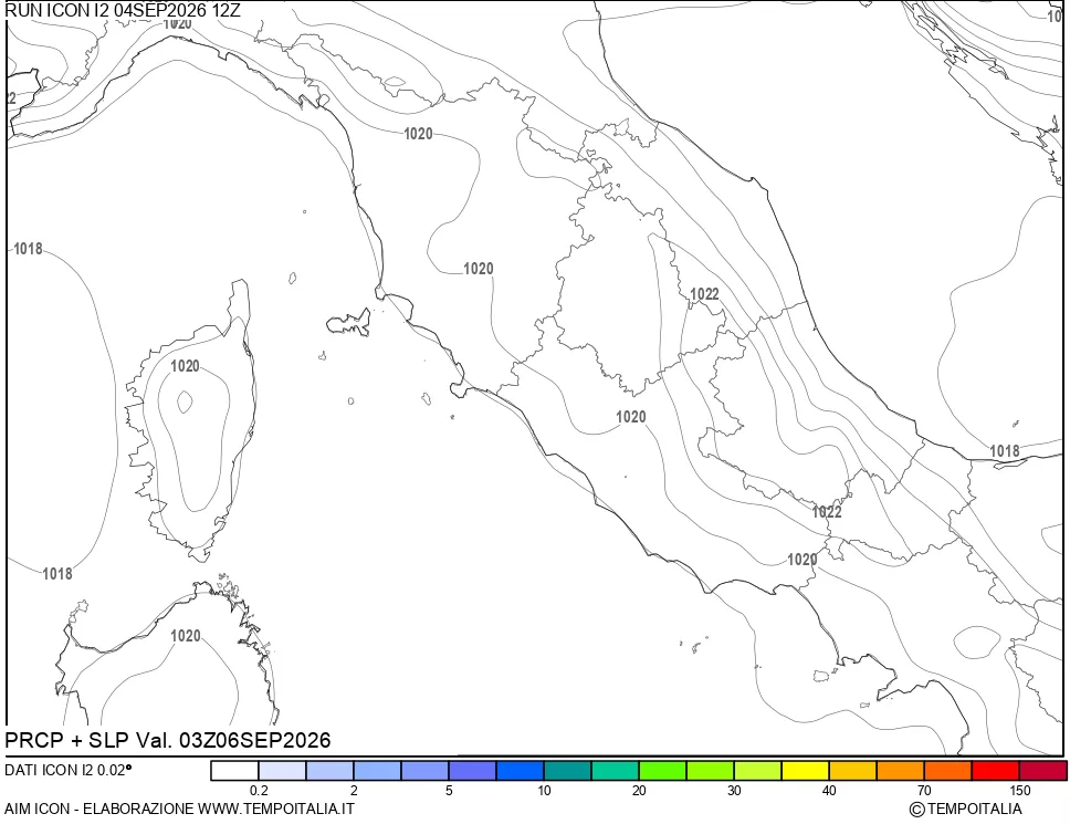 mappa Precipitazioni e pressione SLM