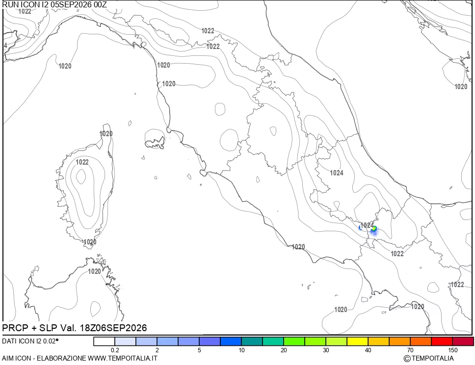 mappa Precipitazioni e pressione SLM