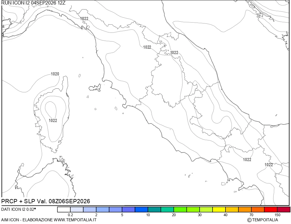 mappa Precipitazioni e pressione SLM