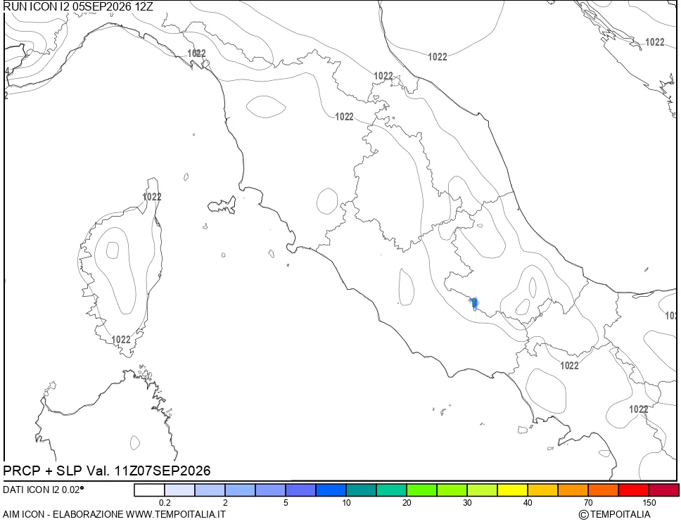 mappa Precipitazioni e pressione SLM