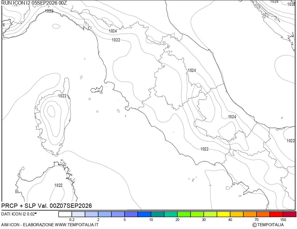 mappa Precipitazioni e pressione SLM