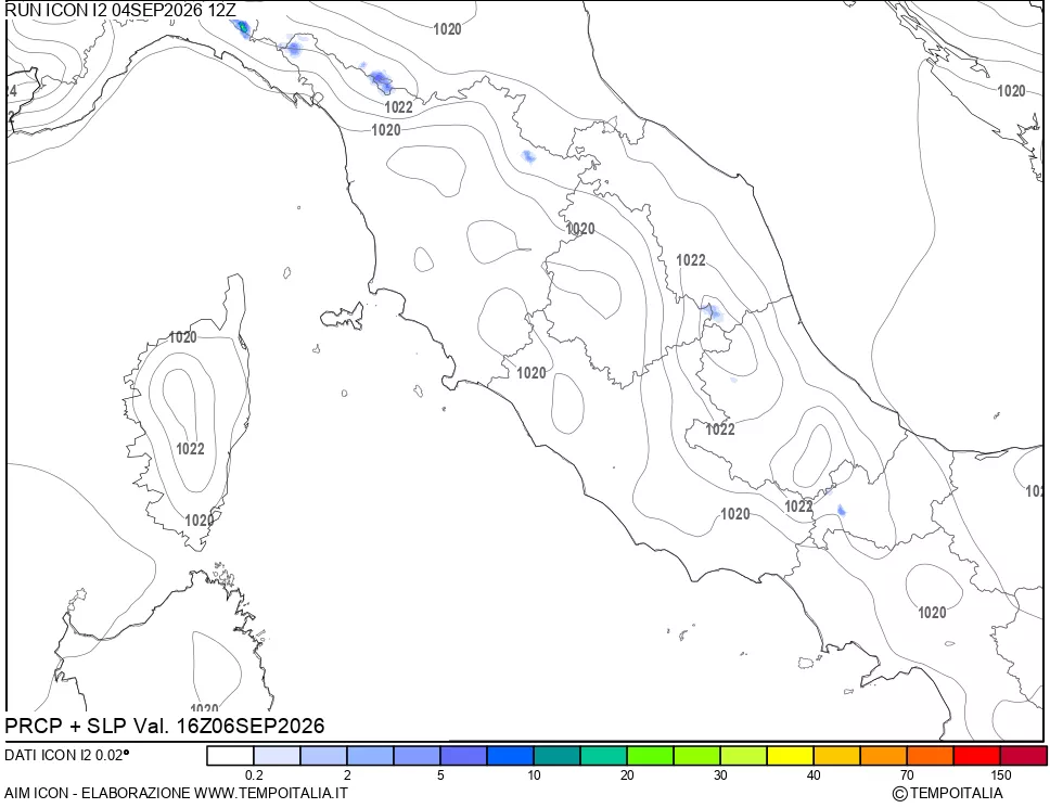 mappa Precipitazioni e pressione SLM