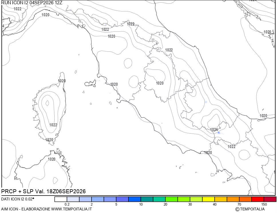 mappa Precipitazioni e pressione SLM
