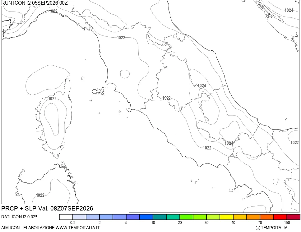 mappa Precipitazioni e pressione SLM
