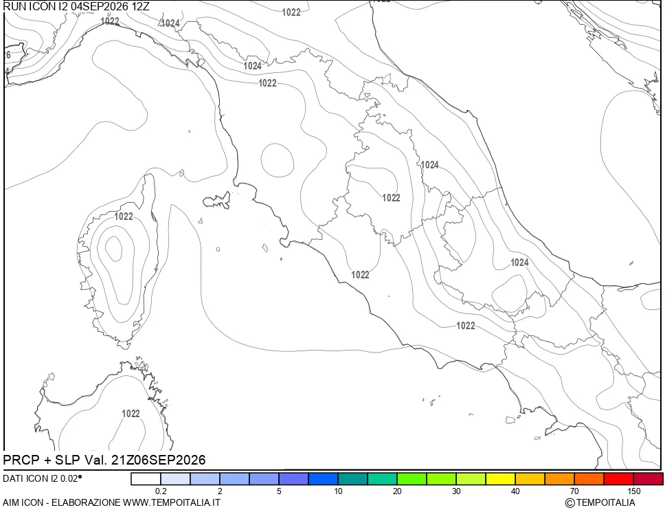 mappa Precipitazioni e pressione SLM