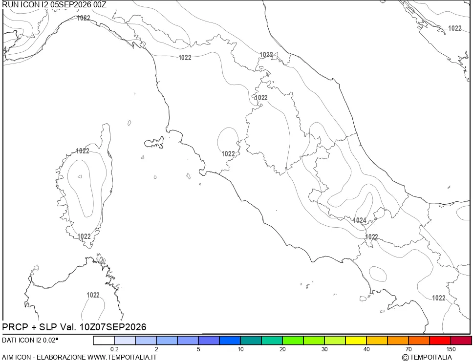 mappa Precipitazioni e pressione SLM