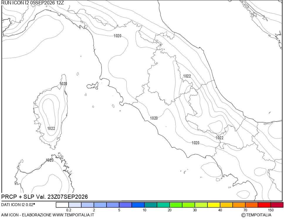 mappa Precipitazioni e pressione SLM