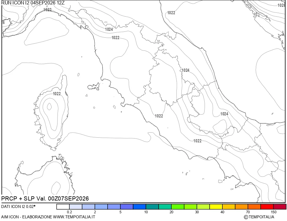 mappa Precipitazioni e pressione SLM
