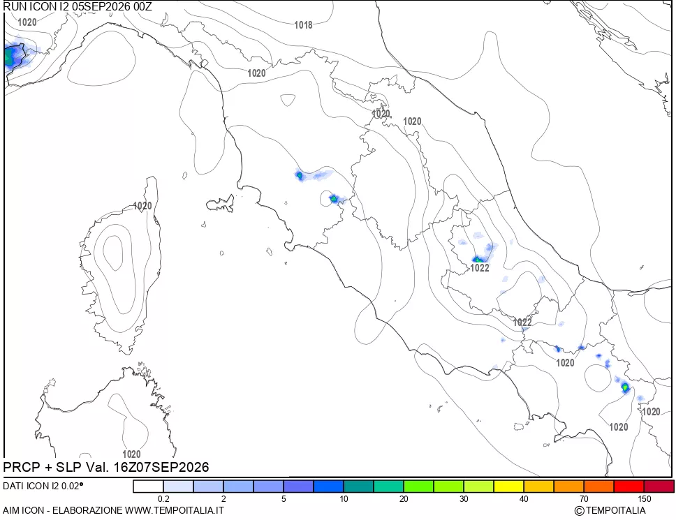 mappa Precipitazioni e pressione SLM