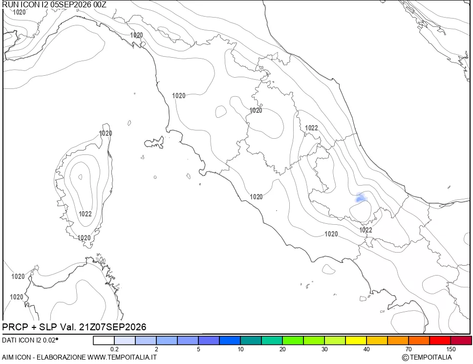 mappa Precipitazioni e pressione SLM
