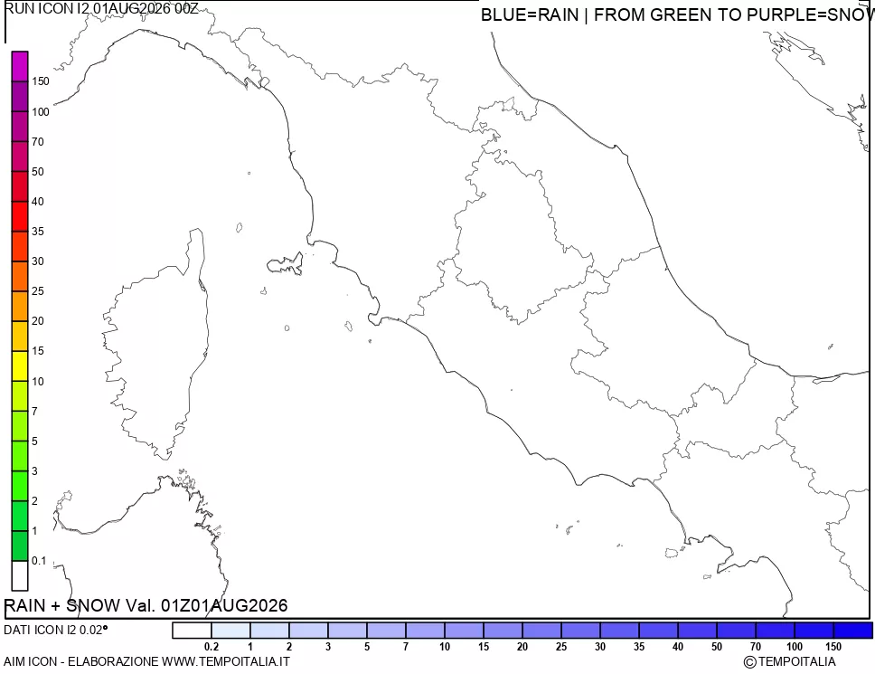 mappa Precipitazioni totali e nevose