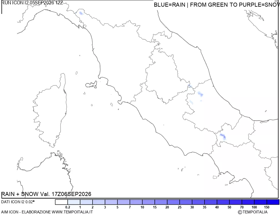 mappa Precipitazioni totali e nevose
