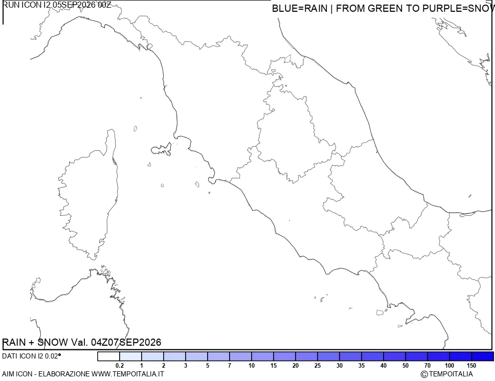 mappa Precipitazioni totali e nevose