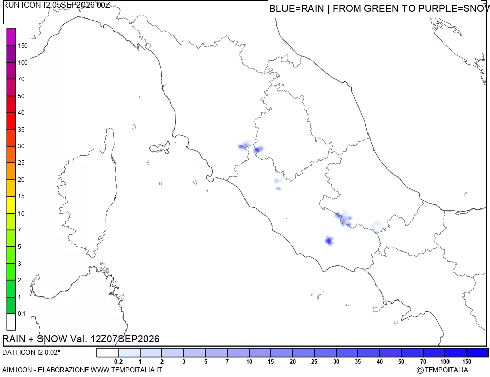 mappa Precipitazioni totali e nevose
