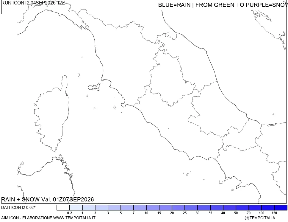 mappa Precipitazioni totali e nevose