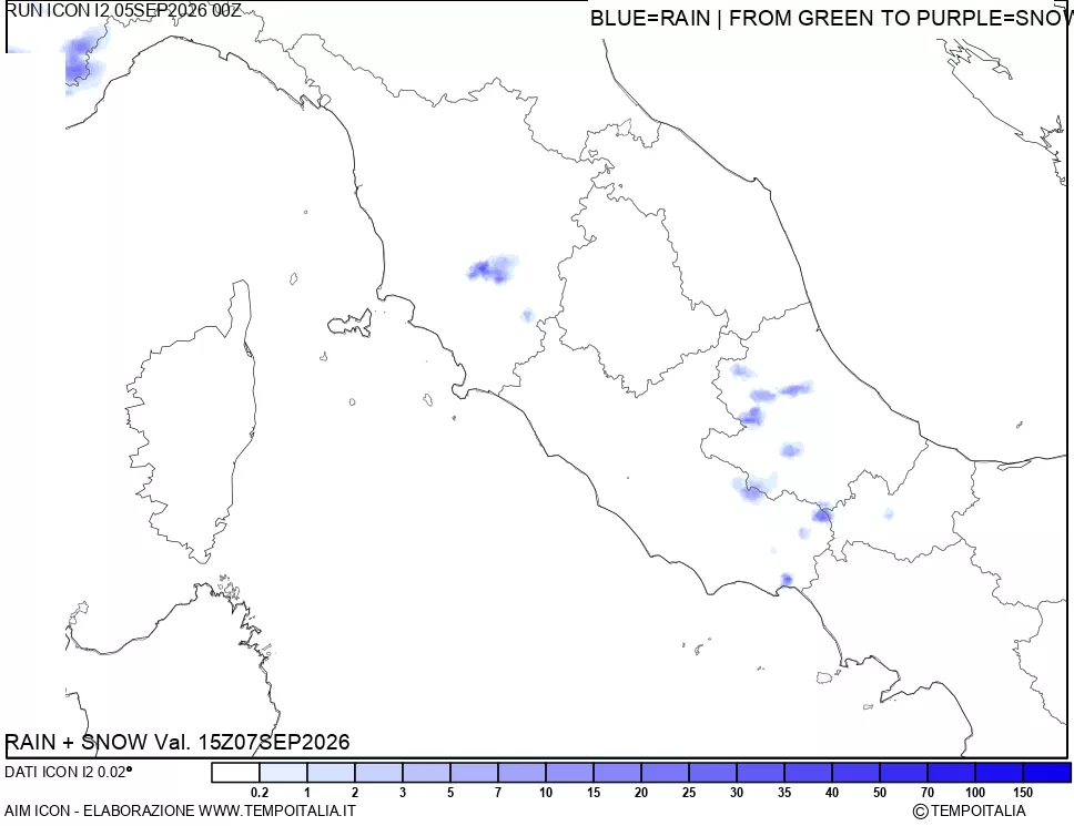 mappa Precipitazioni totali e nevose