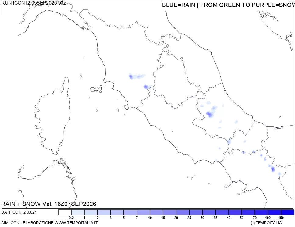 mappa Precipitazioni totali e nevose