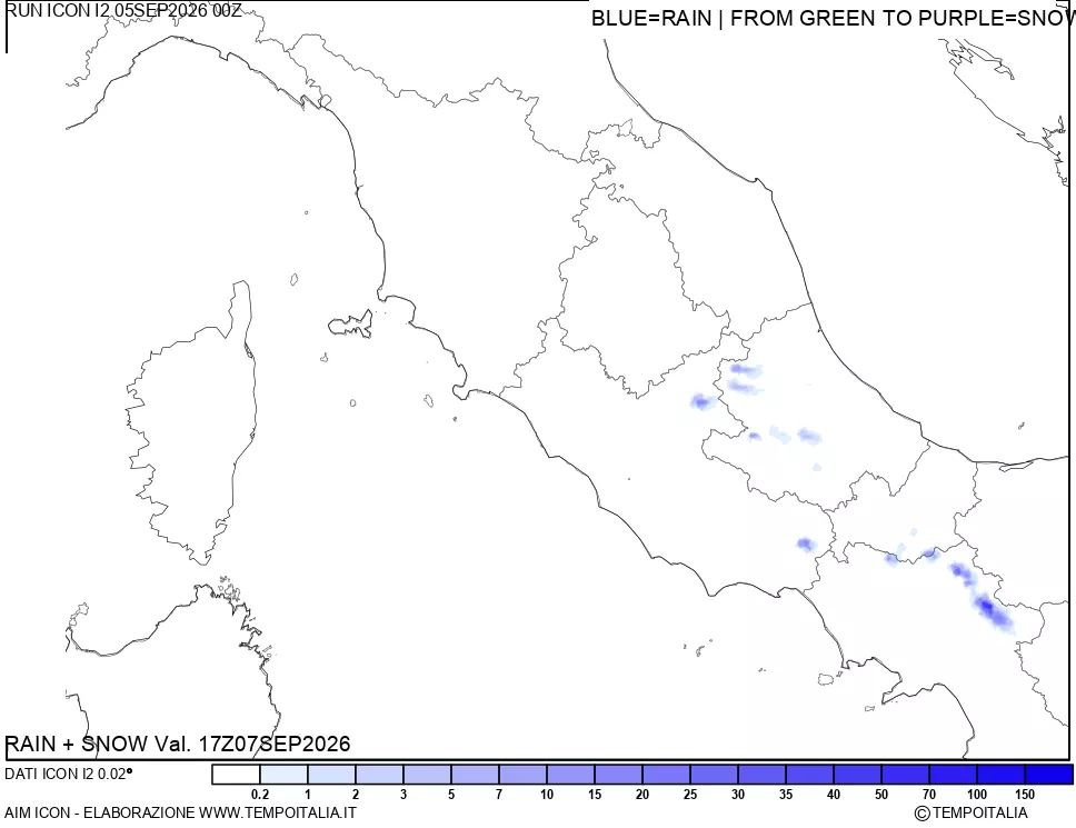mappa Precipitazioni totali e nevose