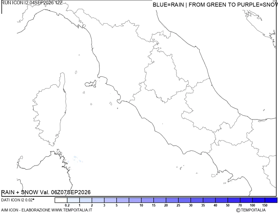 mappa Precipitazioni totali e nevose