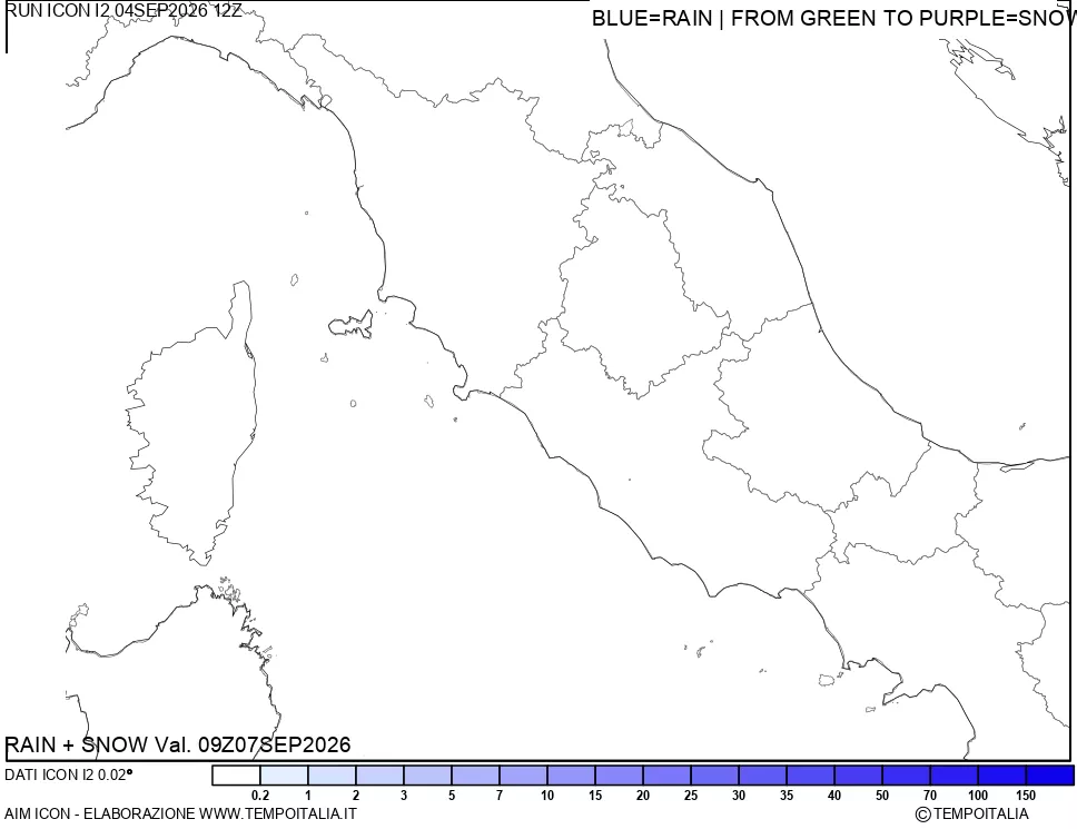 mappa Precipitazioni totali e nevose