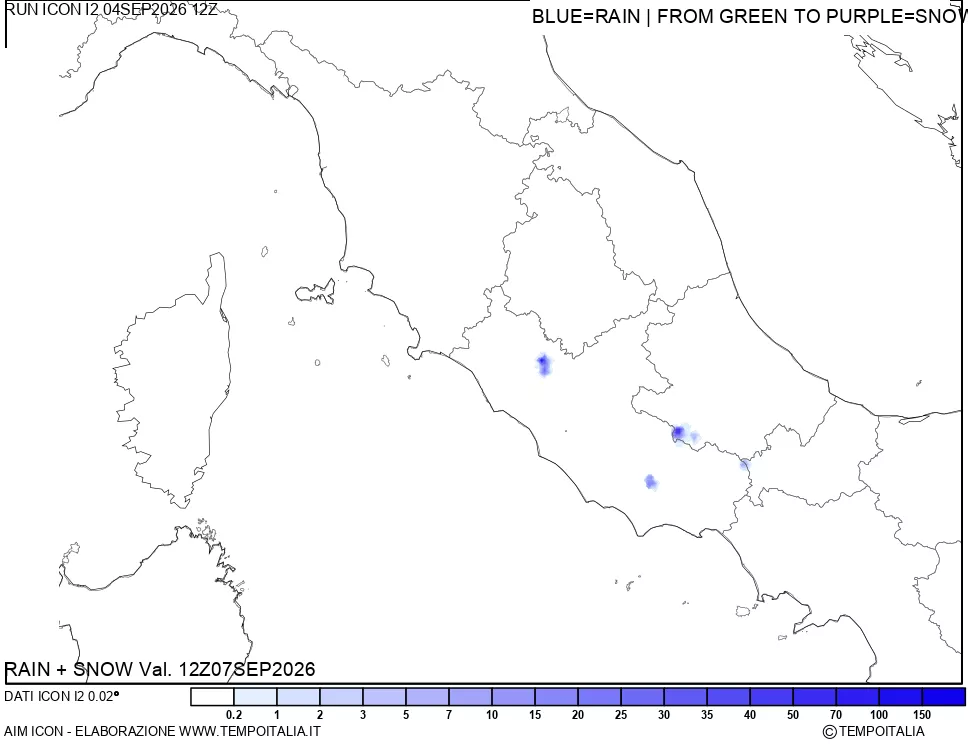 mappa Precipitazioni totali e nevose