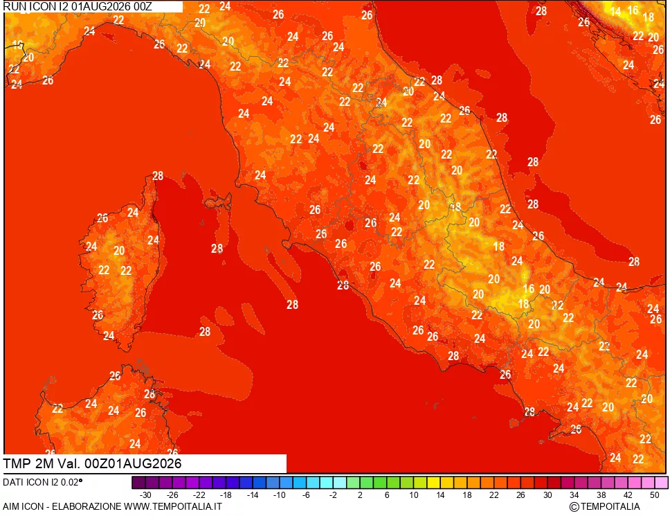 mappa Temp 2 metri