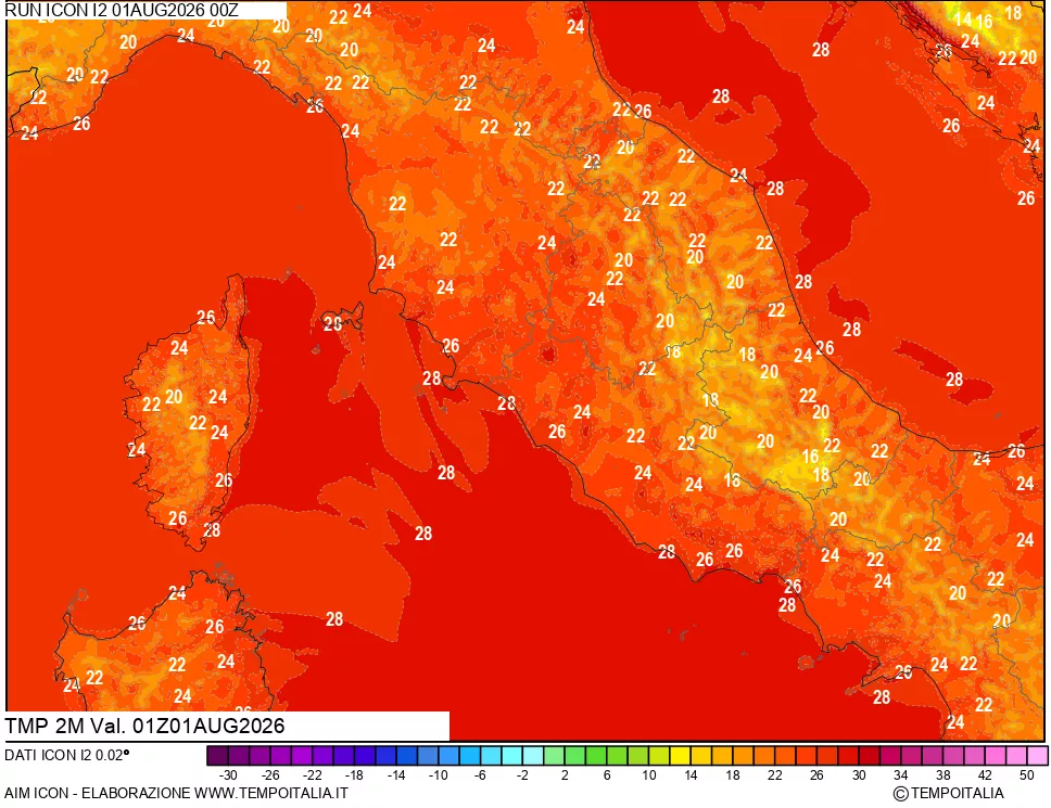 mappa Temp 2 metri