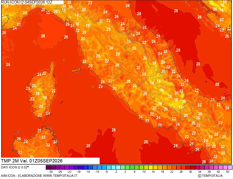 mappa Temp 2 metri