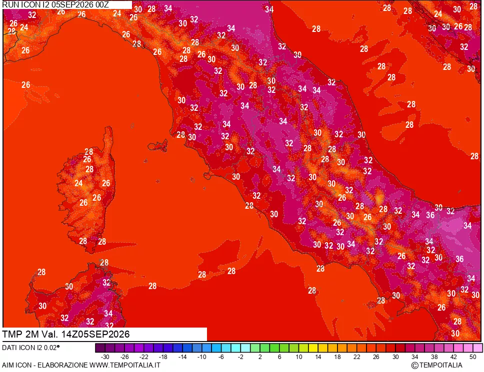 mappa Temp 2 metri