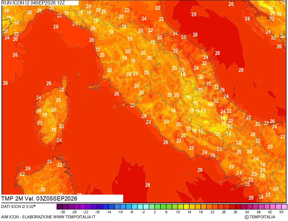 mappa Temp 2 metri