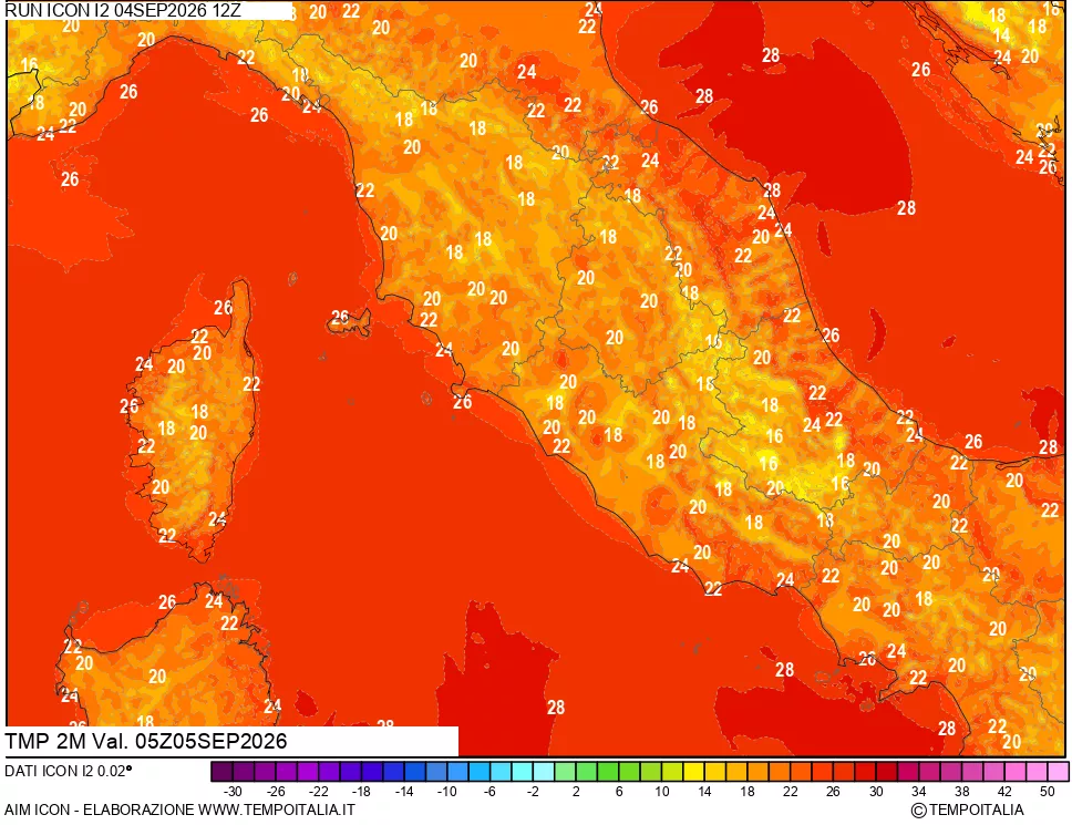mappa Temp 2 metri