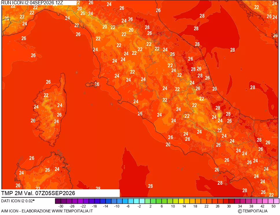 mappa Temp 2 metri